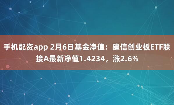 手机配资app 2月6日基金净值：建信创业板ETF联接A最新净值1.4234，涨2.6%