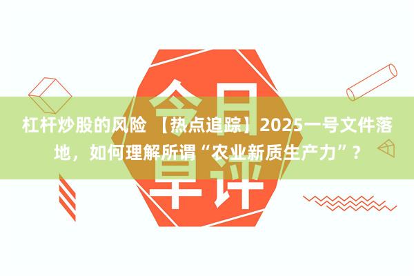 杠杆炒股的风险 【热点追踪】2025一号文件落地，如何理解所谓“农业新质生产力”？